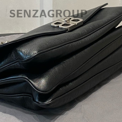 Balenciaga 23S BB SOFT Large Shoulder Crossbody Bag Black Silver Hardware