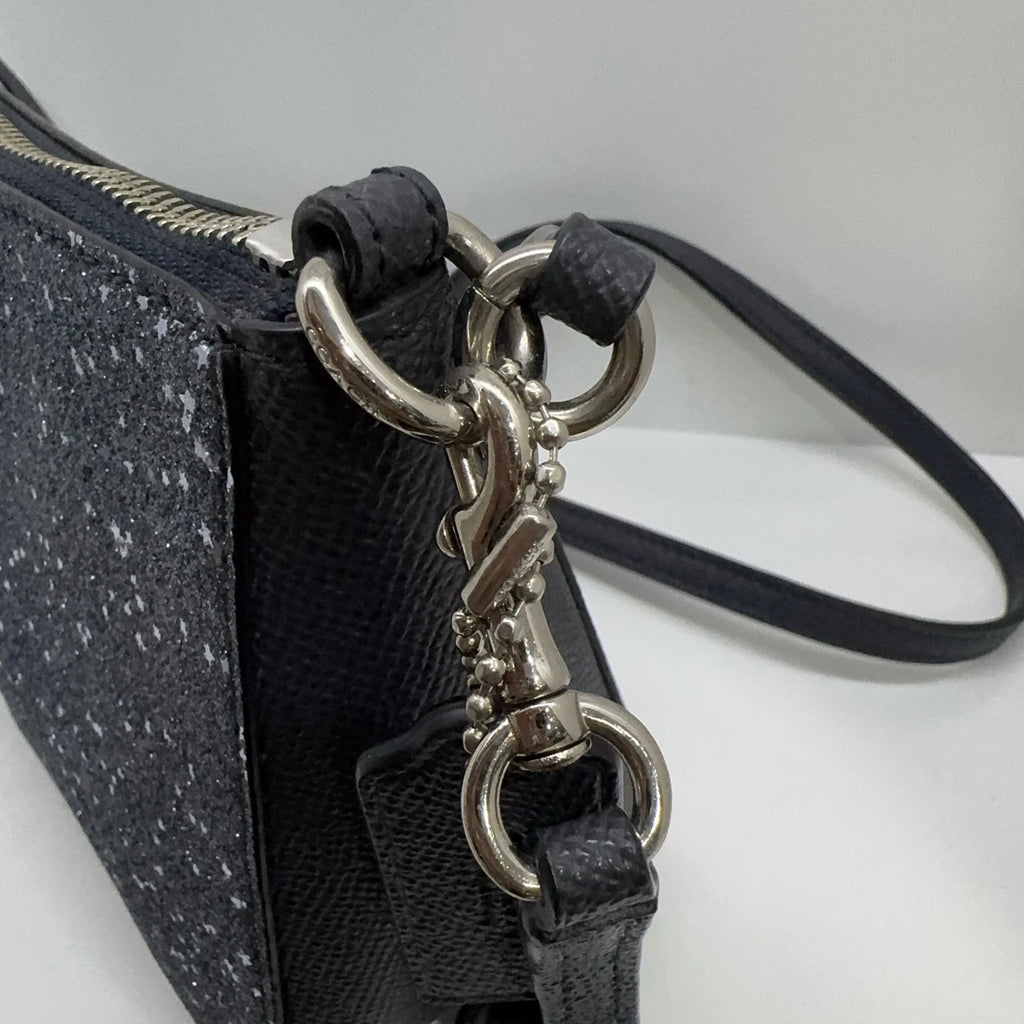 Coach Blue Glitter Leather Top Handle Crossbody Shoulder Handbag For Women