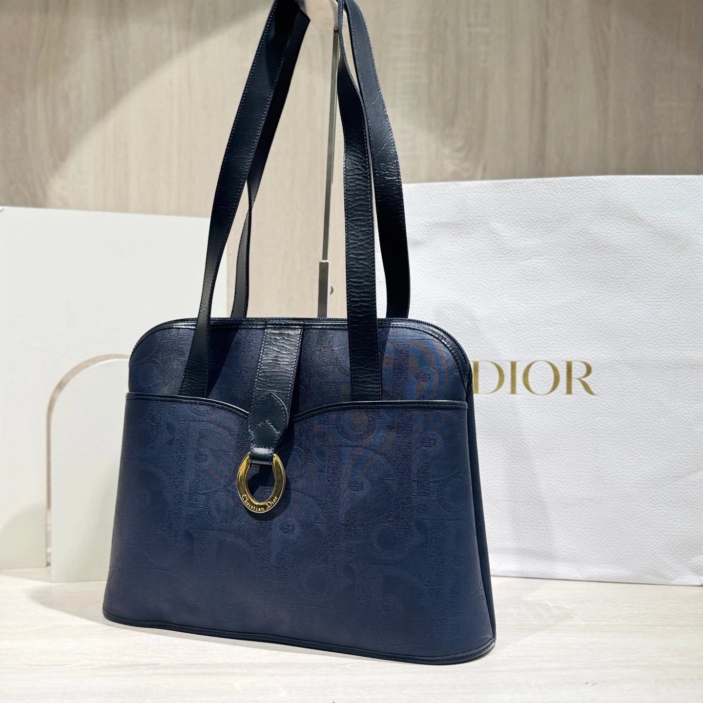 Dior Blue Embossed Shoulder Handbag For Women