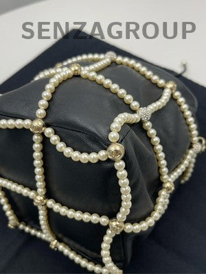 Chanel Pearl Bucket Chain Shoulder Crossbody Bag Black Women Classic Fashion