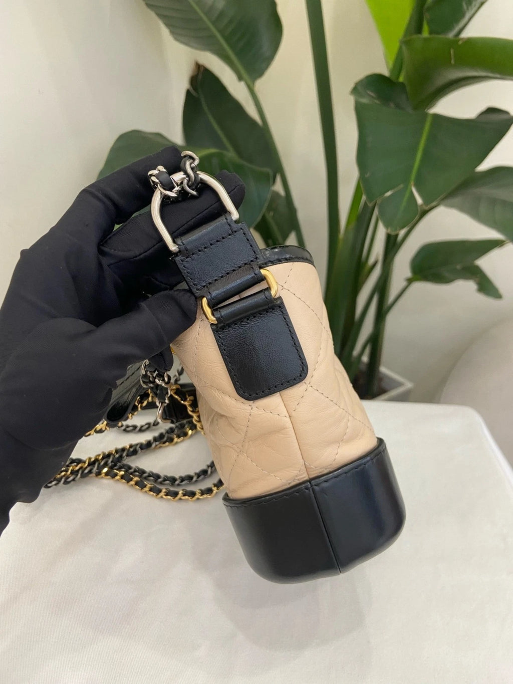 CHANEL Beige Black Small Crossbody Bag for Women