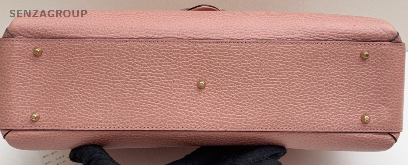 Gucci Calfskin GM Top Hand Bag Chain Shoulder Bag Pink Gold Used Women Classic