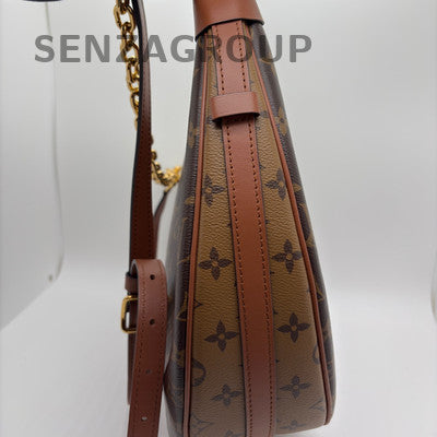 Louis Vuitton Loop Monogram Chain Shoulder Bag Brown Gold Women Classic
