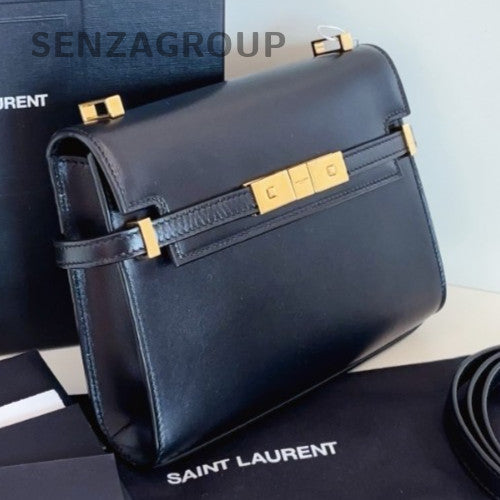 Saint Laurent Manhattan Mini Shoulder Bag Crossbody Black Gold Women Classic