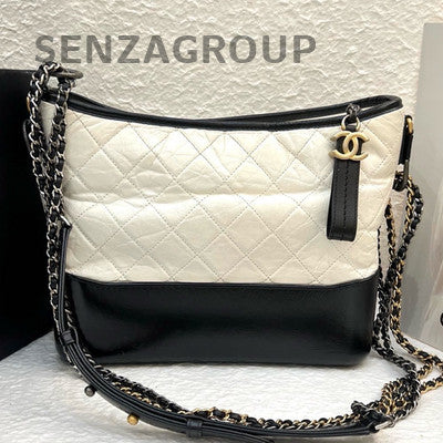 Chanel Medium Gabrielle Hobo Bag Black White Chain Shoulder Crossbody