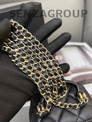 Chanel Black Gold Lambskin Mini Chain Shoulder Crossbody Bag Classic