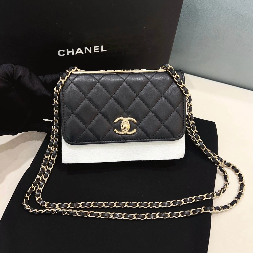 CHANEL Trendy CC Mini Black Leather Shoulder Bag For Women