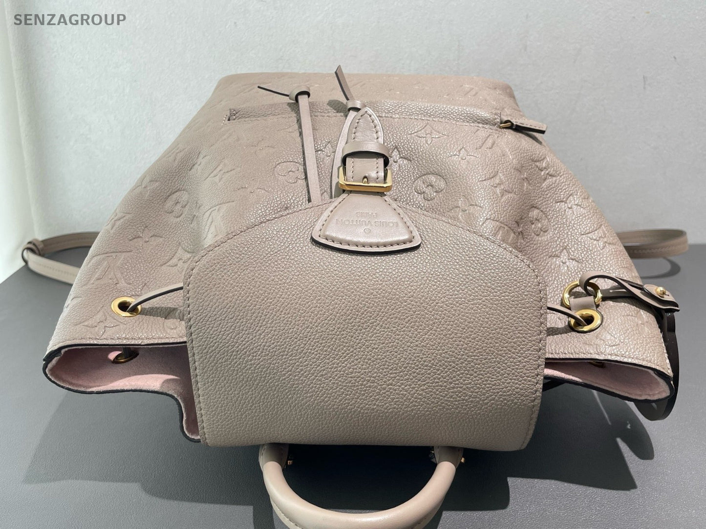 Louis Vuitton Montsouris Monogram Backpack Gray Pink Gold Women Classic