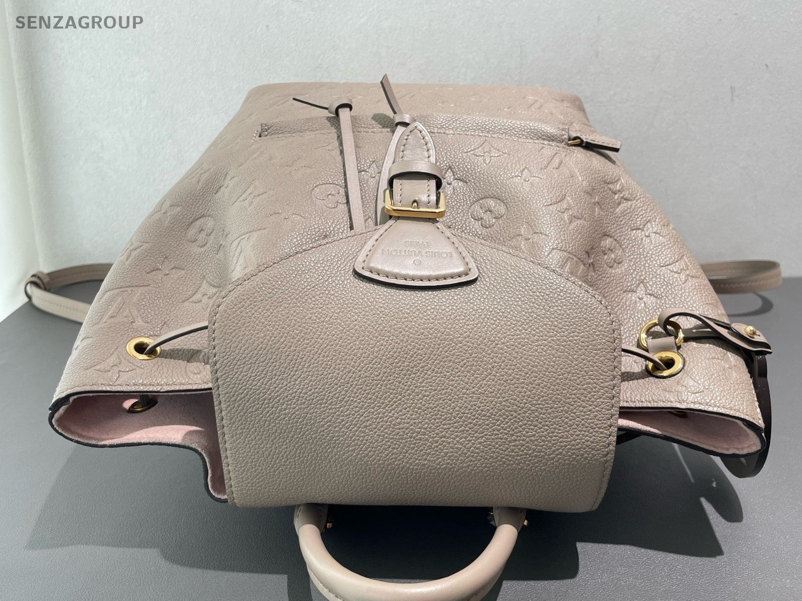 Louis Vuitton Montsouris Monogram Backpack Gray Pink Gold Women Classic