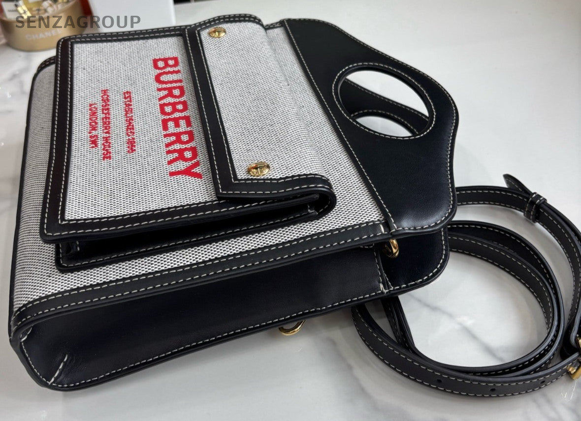 Burberry Pocket tote Black Gray 2WAY Crossbody bag