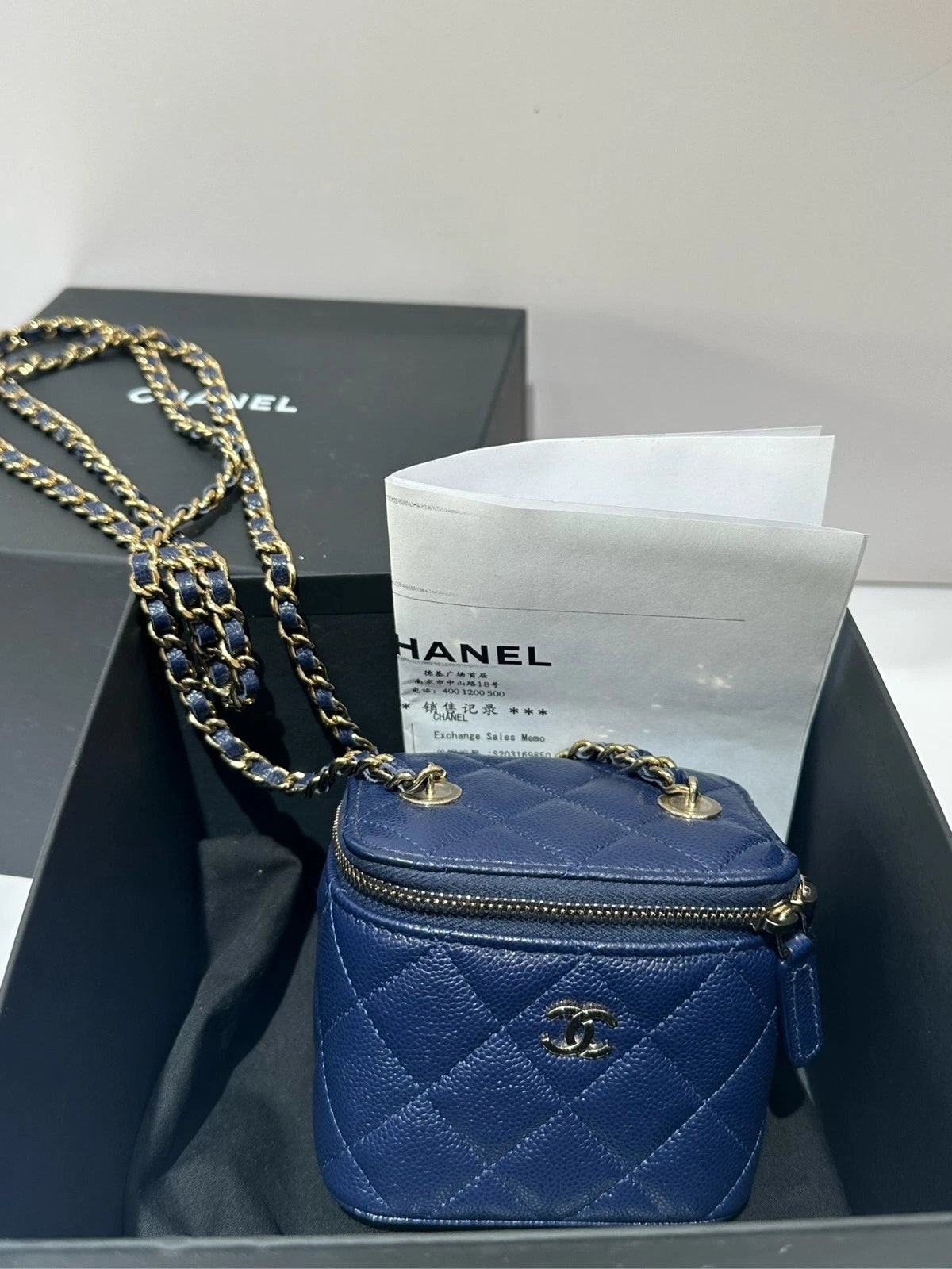 CHANEL Navy Chain Shoulder Crossbody Bag For Women