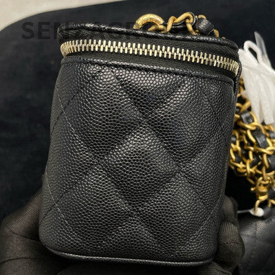 Chanel Classic Black Gold Quilted Long Box Chain Shoulder Bag