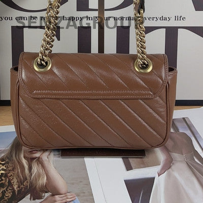 Gucci Marmont 22 Brown Gold Chain Shoulder Crossbody Bag Women Classic