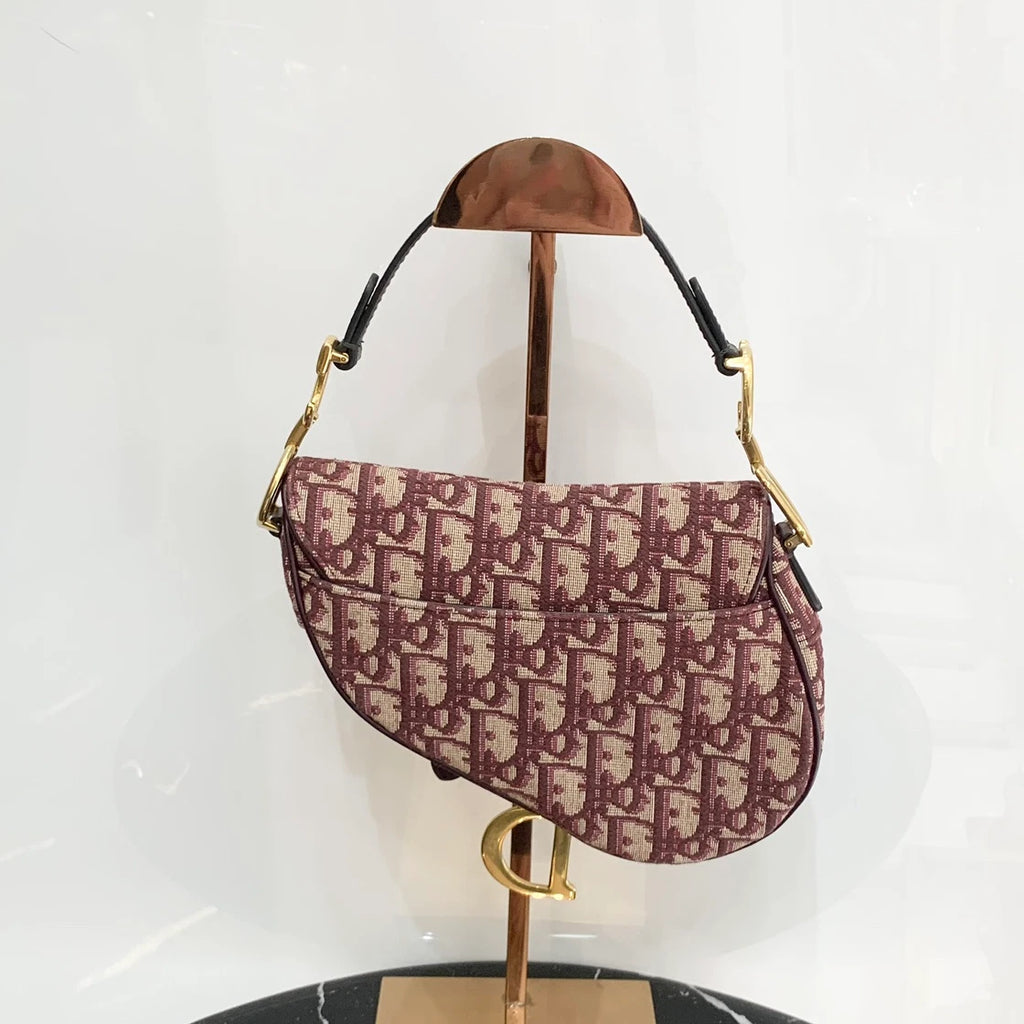 Christian Dior Oblique Red Shoulder Bag Gold Hardware Women Classic S