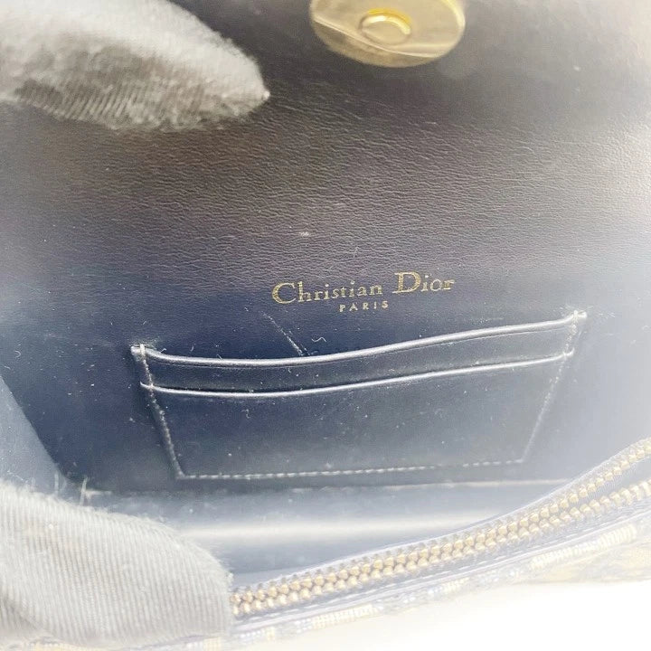 Dior Saddle Monogram Canvas Blue Shoulder Bag Excellent