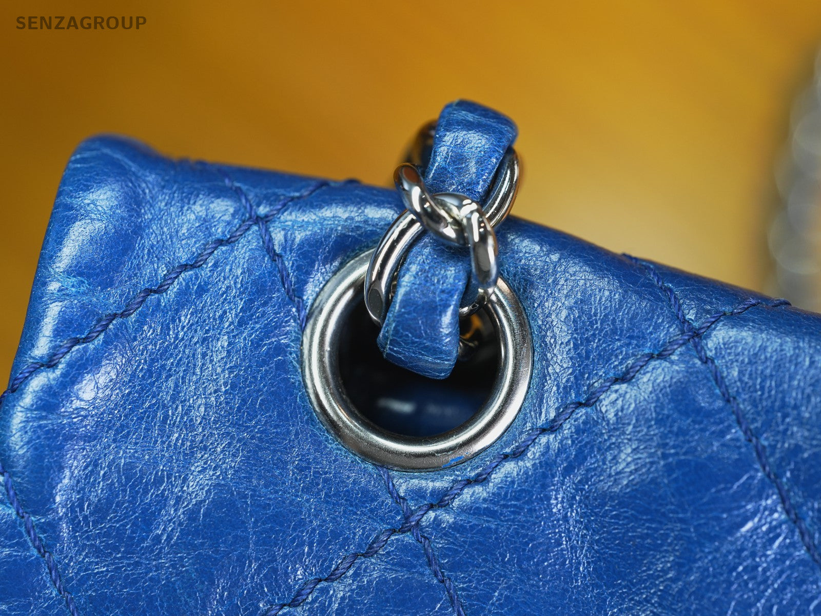 CHANEL Oil wax leather Sapphire blue Hobo Shoulder Bag Crossboy