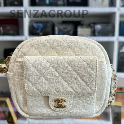 Chanel Quilted Mini Camera Bag Silver Chain Crossbody Bag for Women