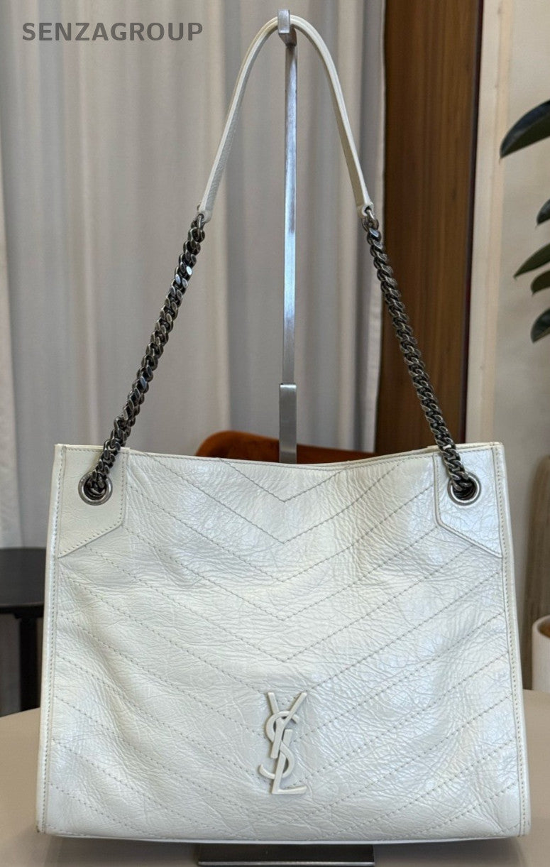 YSL Saint Laurent shoppingbag Tote Shoulder Bag White Women