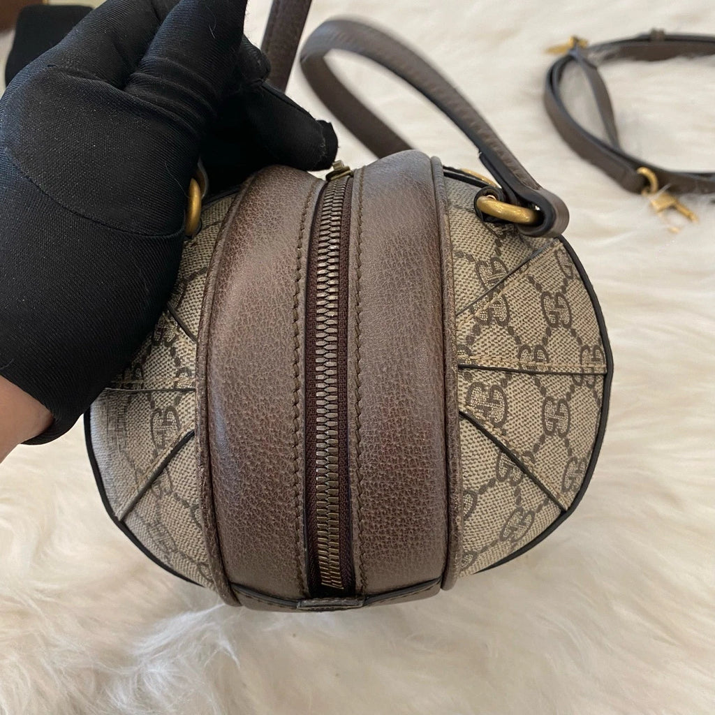 Gucci GG Monogram Football Bag Brown Crossbody Unisex Classic