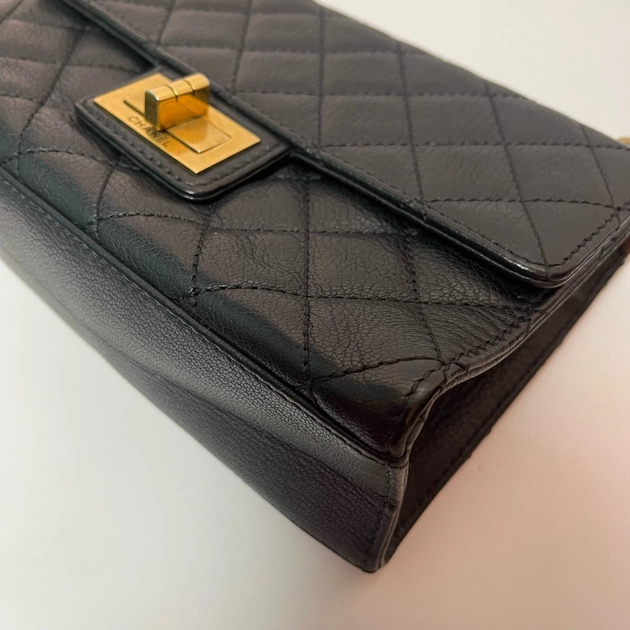 Authentic Chanel Vintage 2.55 Trendy Black Calfskin Shoulder Bag For Women