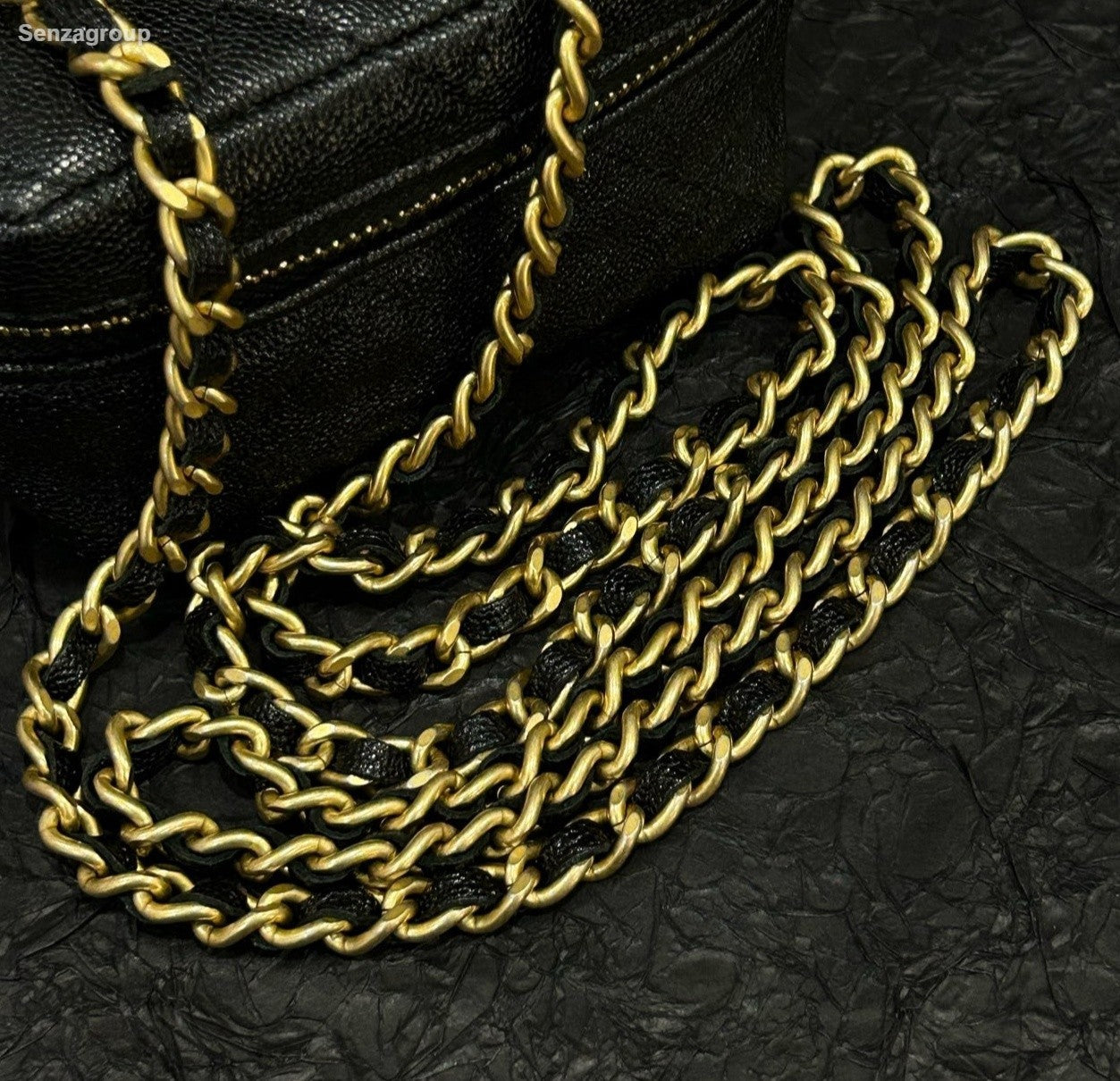 Chanel Diamond Mini Top Handle Chain Crossbody Black Gold Women Classic