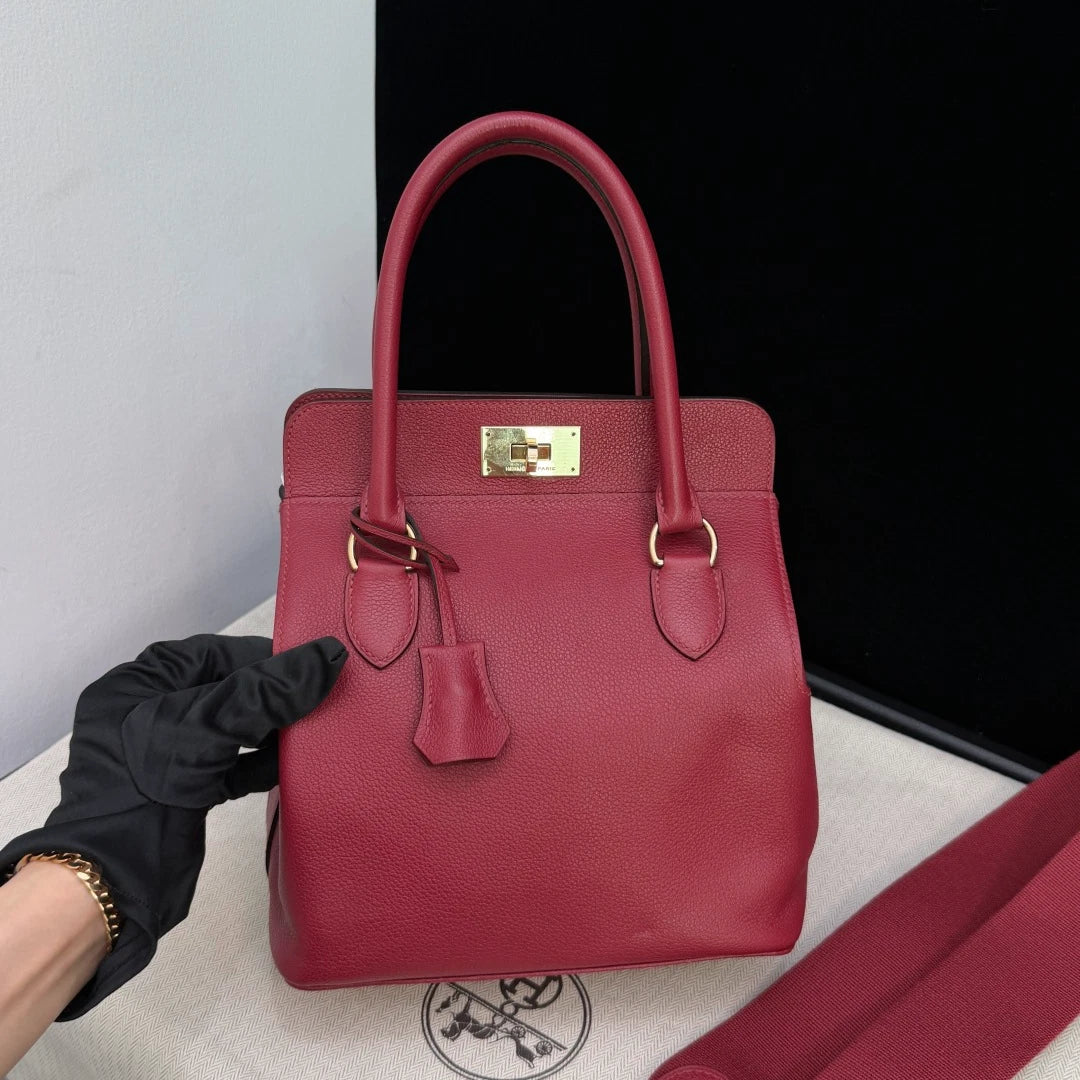 Hermes Tool Box20 Red Gold Hardware 2Way Top Handle Bag Crossbody