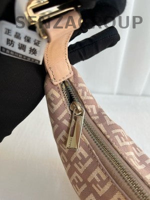 Fendi Pink Gold Buckle Monogram Tote Shoulder Bag Women Classic