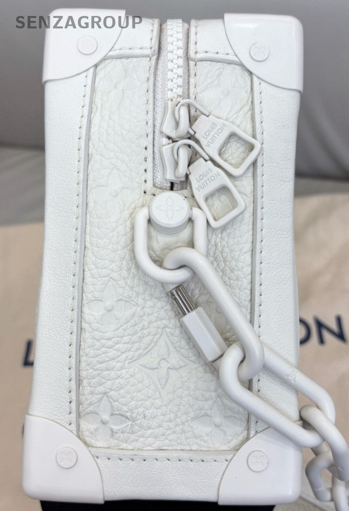 Louis Vuitton Soft Trunk Calfskin Shoulder Crossbody Box Bag White Women