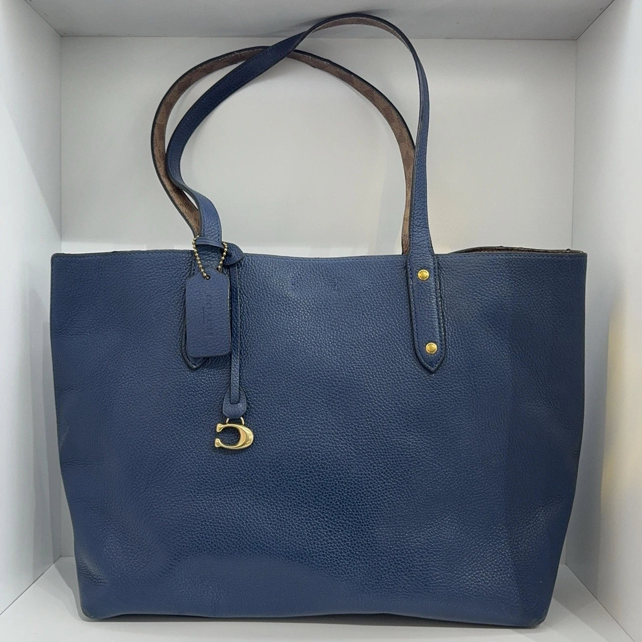 Coach Central Blue Leather Tote Shoulder Handbag For Women