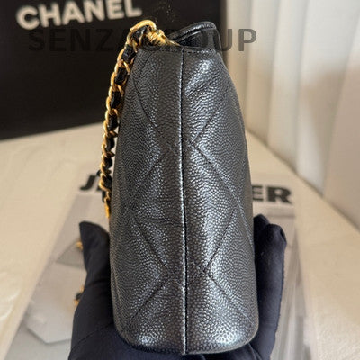 Chanel Quilted Black Gold Charm Chain Shoulder Crossbody Bag
