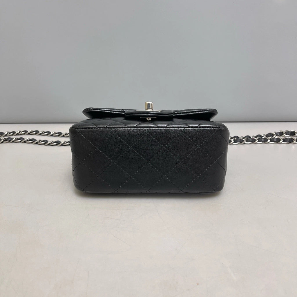 Chanel Classic Flap Black Silver Diamond Crossbody Bag Women Classic