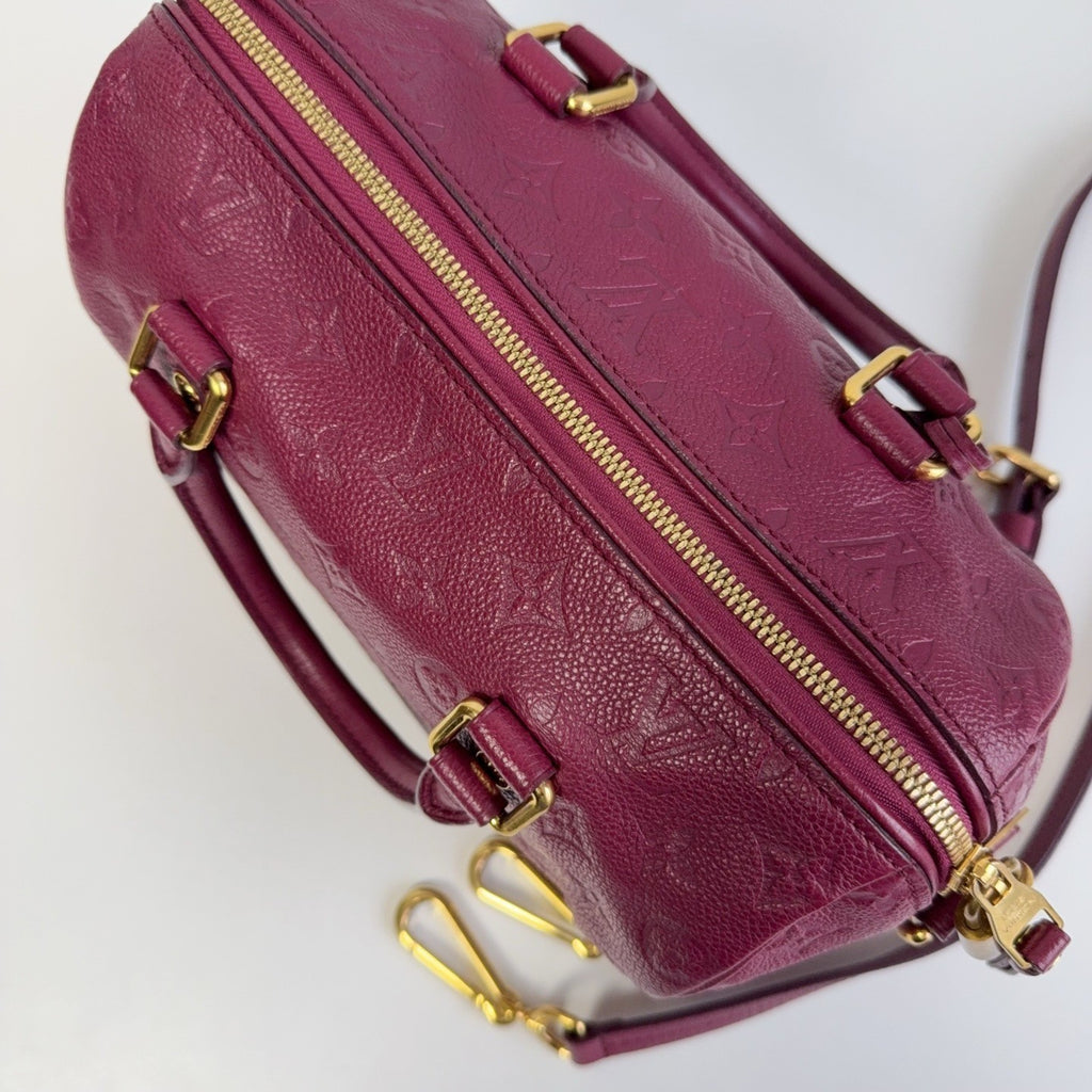 Louis Vuitton Speedy25 Monogram Top Handle Crossbody Purple Gold Women Classic