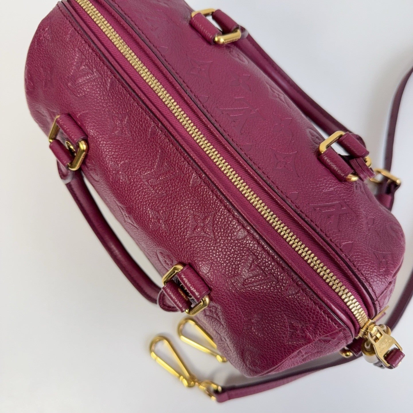 Louis Vuitton Speedy25 Monogram Top Handle Crossbody Purple Gold Women Classic