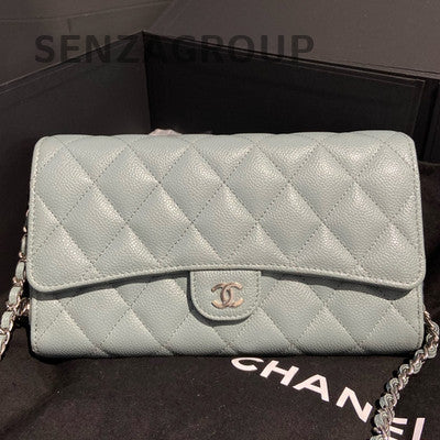 Chanel CF WOC Chain Shoulder Crossbody Bag Grey Calfskin Gold Hardware