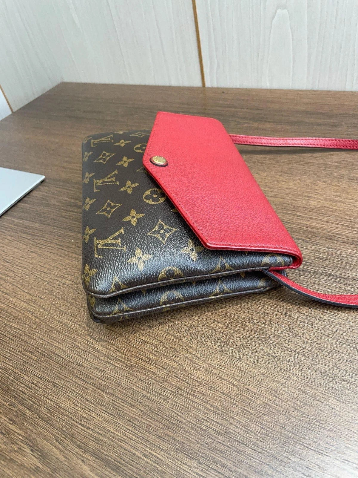 Louis Vuitton Monogram Canvas 2Ways Shoulder Crossbody Bag Brown Red Women