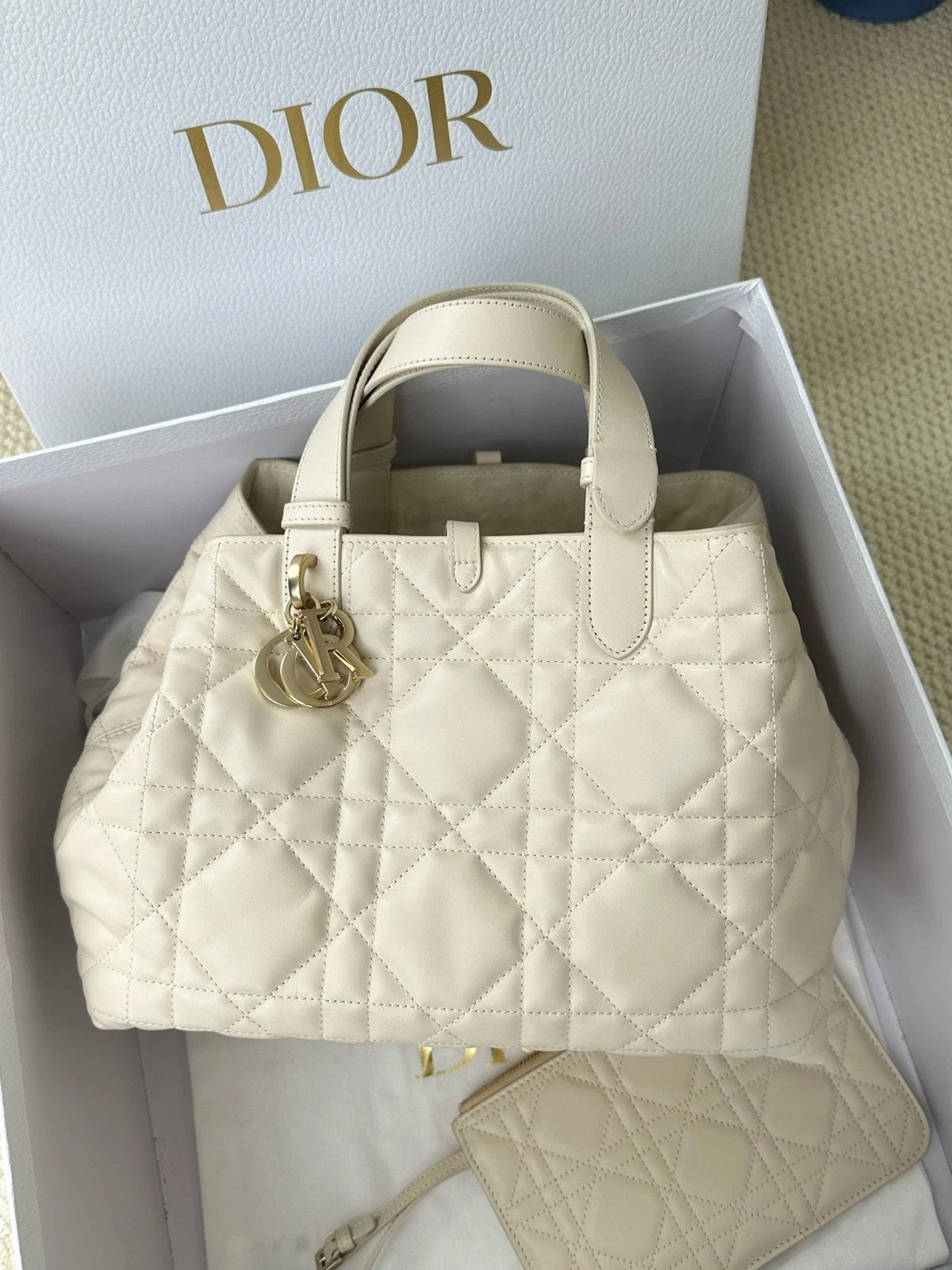 Dior Toujours Medium Canvas White Tote Bag For Women