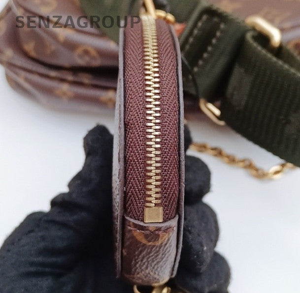 Louis Vuitton Monogram Chain Shoulder Bag Brown Gold Used Women Classic