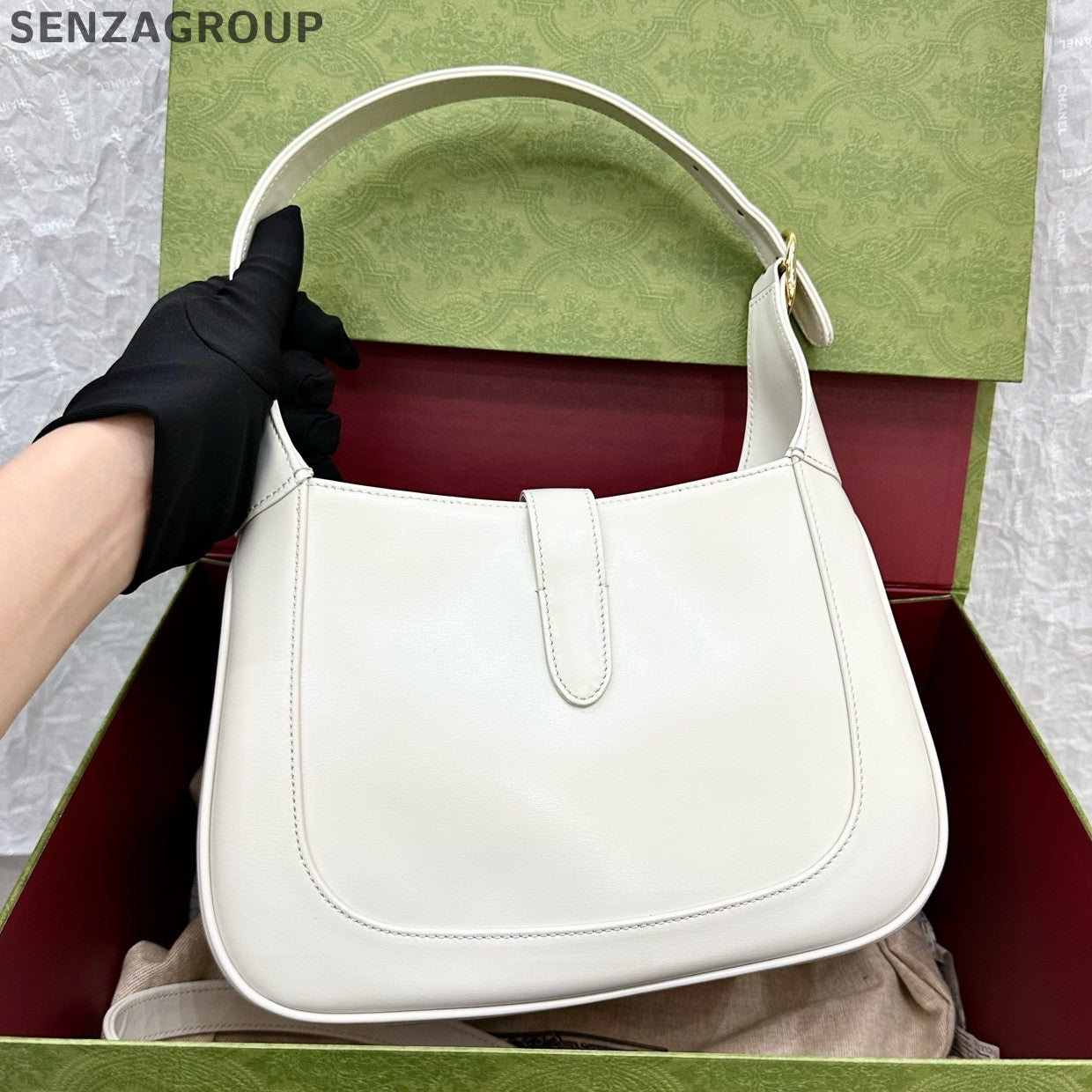 Gucci Jackie 1961 Medium Hobo Shoulder Bag White Gold Women's Classic
