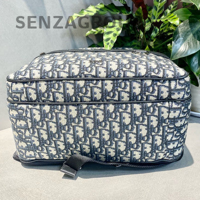 Dior Safari Oblique Backpack Zip Black White Silver Hardware Unisex