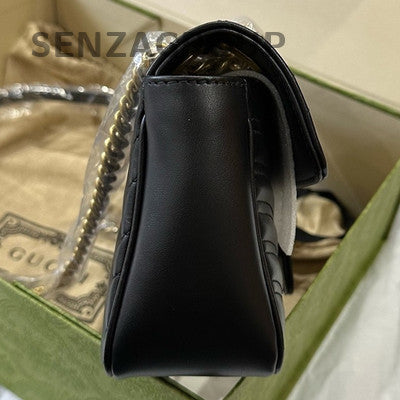 Gucci Marmont 26 Medium Black Gold Chain Shoulder Crossbody Bag
