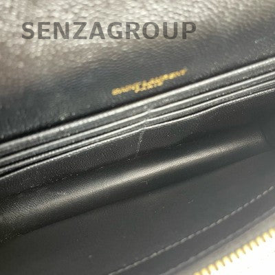 Saint Laurent YSL WOC Chain Envelope Bag Black Gold Women's Fashion