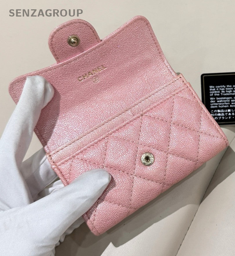 CHANEL Classic Flap Diamond Pattern Card Pack Pink Women Classic