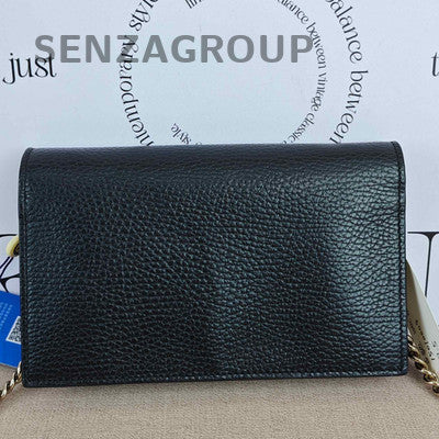 Gucci GG Marmont Black Leather WOC Wallet on Chain Crossbody Bag