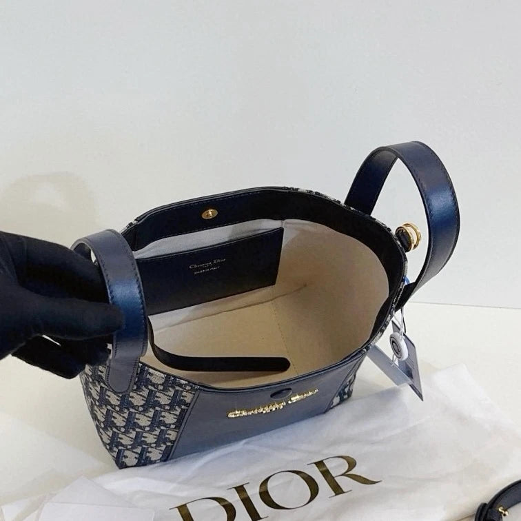 Christian Dior Signature Oblique Canvas Bucket Top Handle Crossbody Women