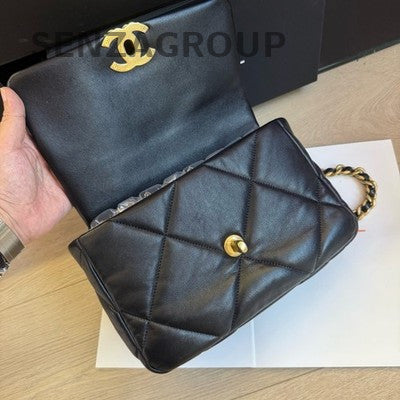 Chanel 19 Bag Black Gold Small Quilted Chain Shoulder Crossbody Bag
