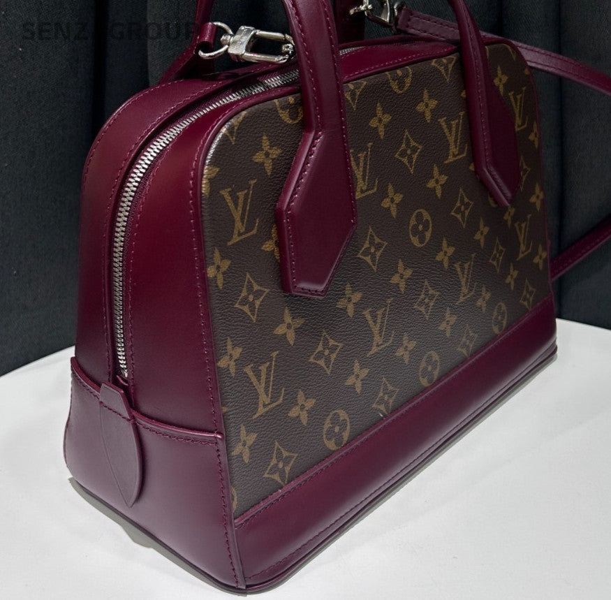 Louis Vuitton Dora Mng PM Monogram Top Handle Bag Crossbody Red Silver Women
