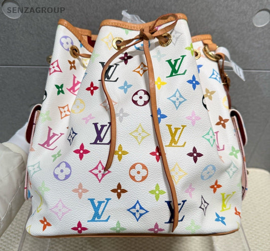 Louis Vuitton Monogram Bucket White Multicolor Shoulder Bag Women Classic