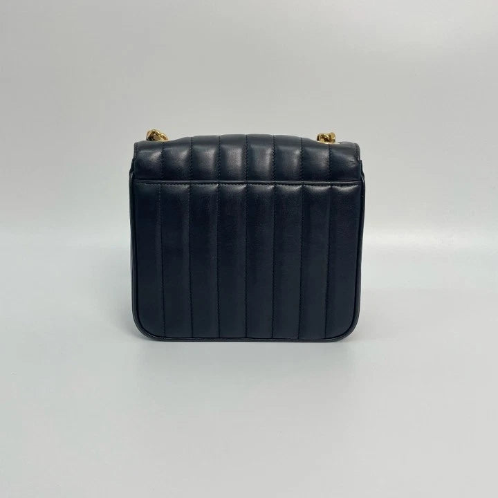 YSL Saint Laurent Vicky Medium Black Gold Square Shoulder Bag For Women
