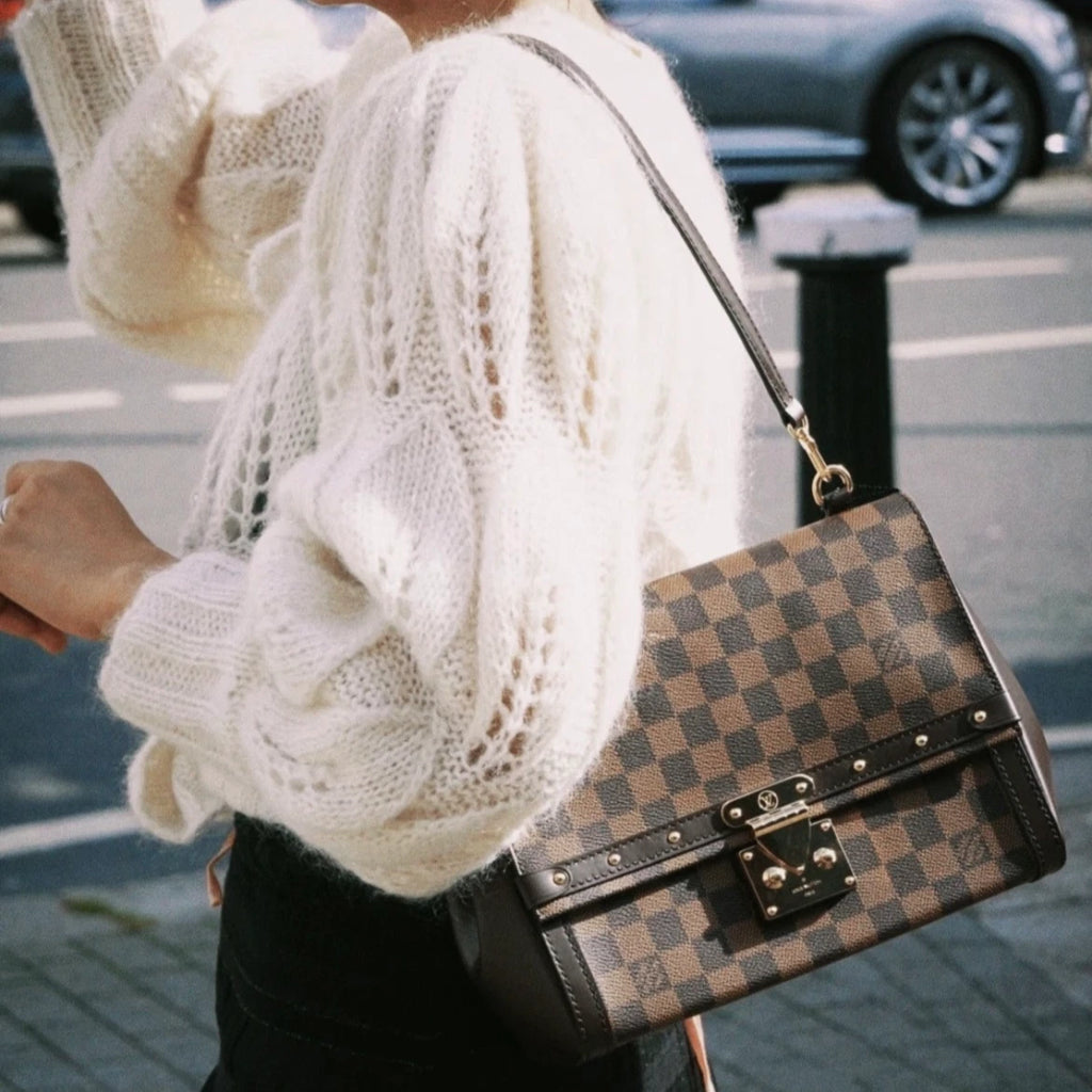 Louis Vuitton Venice Damier Ebene Shoulder Bag Brown Gold Women Classic