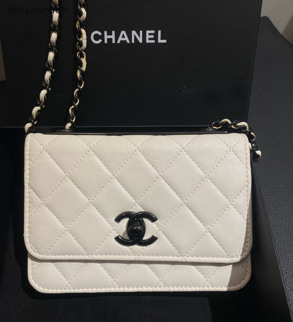 CHANEL Trendy CC WOC Chain Crossbody Black White Women Classic Diamond
